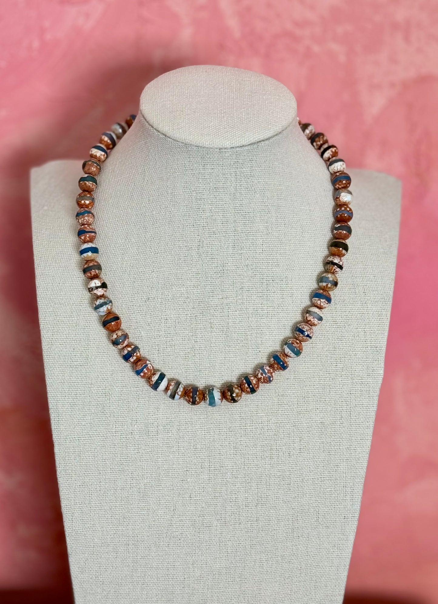 Brown and Blue Multi-Colored Necklace