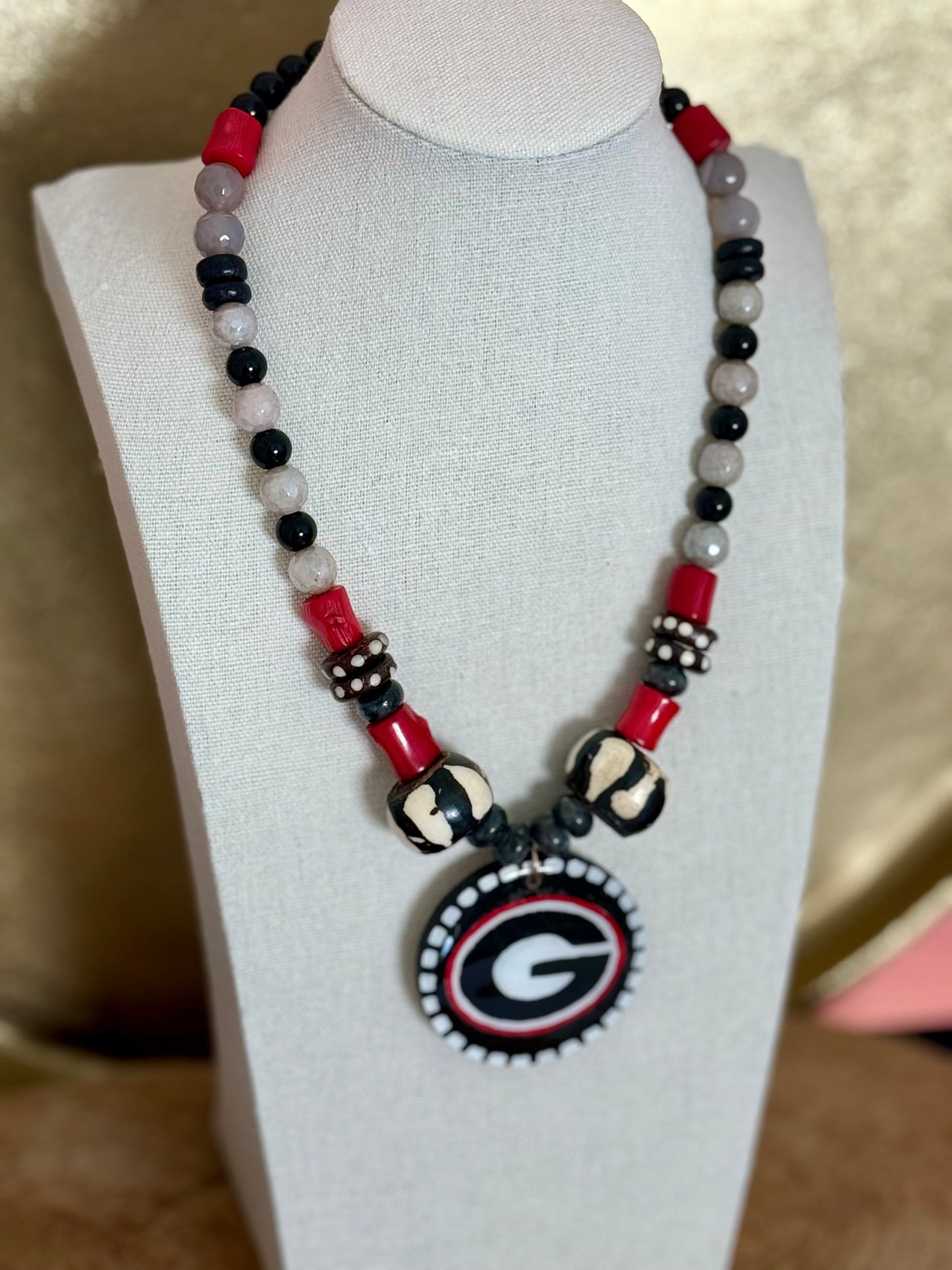 UGA Large Pendant Necklace- Black