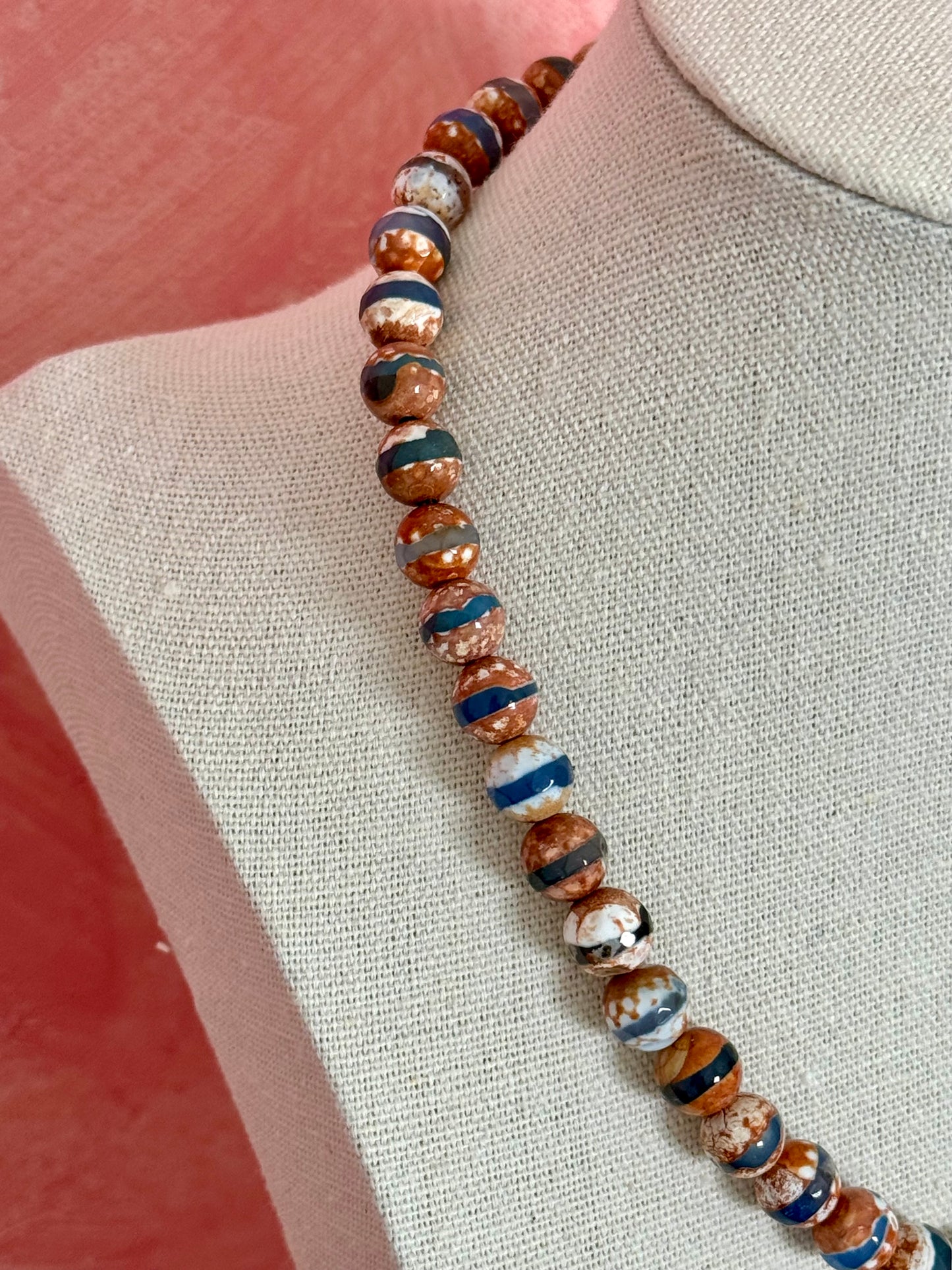 Brown and Blue Multi-Colored Necklace