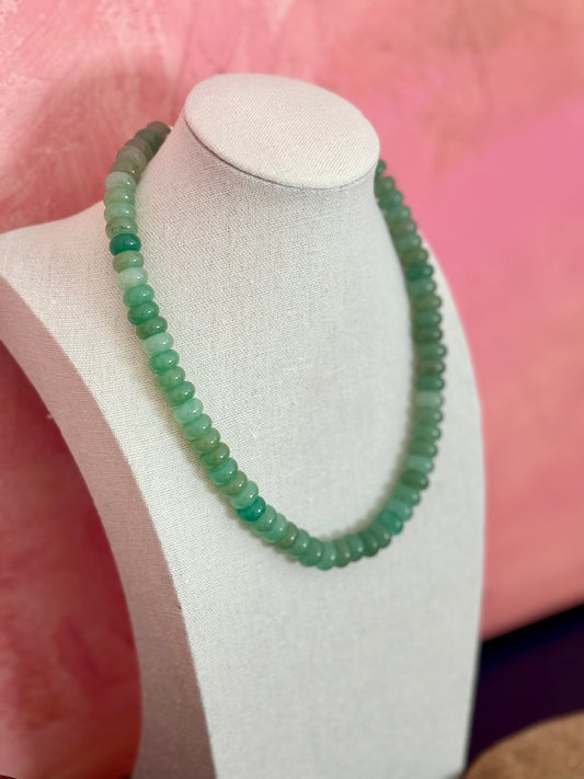 Green Rondelle Bead Necklace