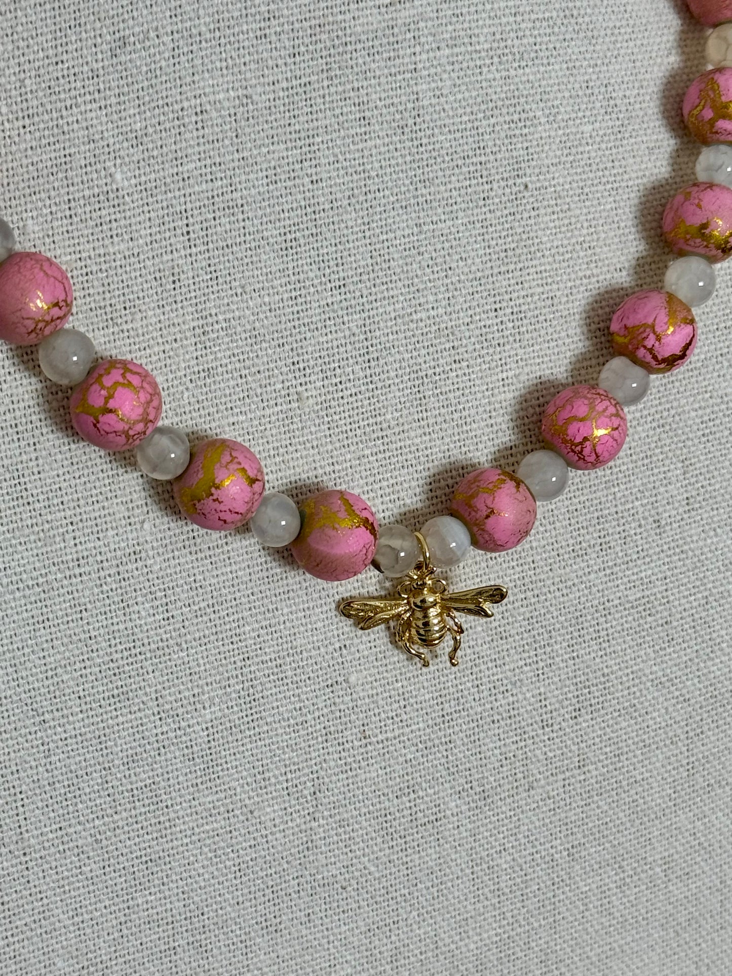 Light Pink Bee Necklace