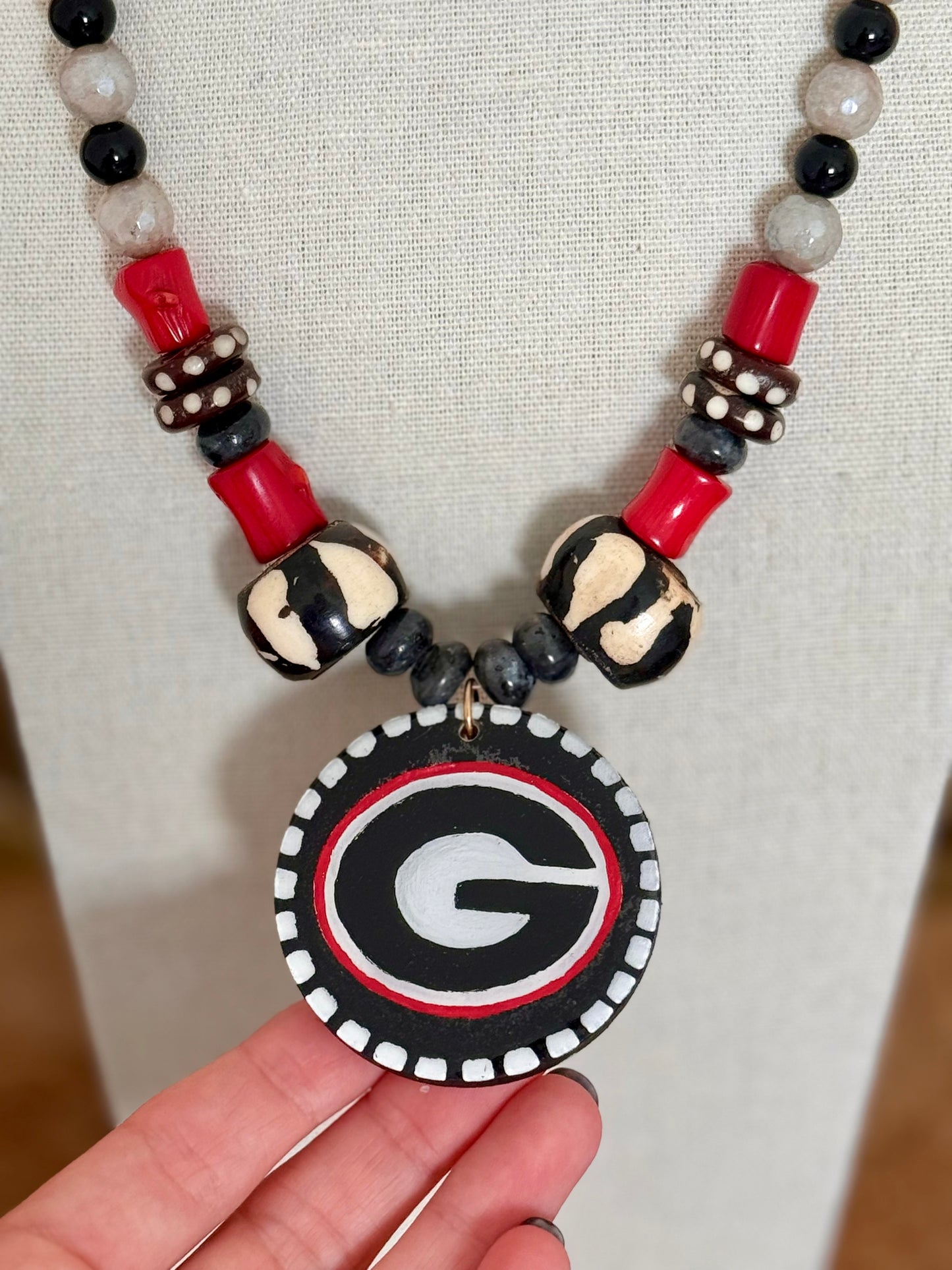 UGA Large Pendant Necklace- Black