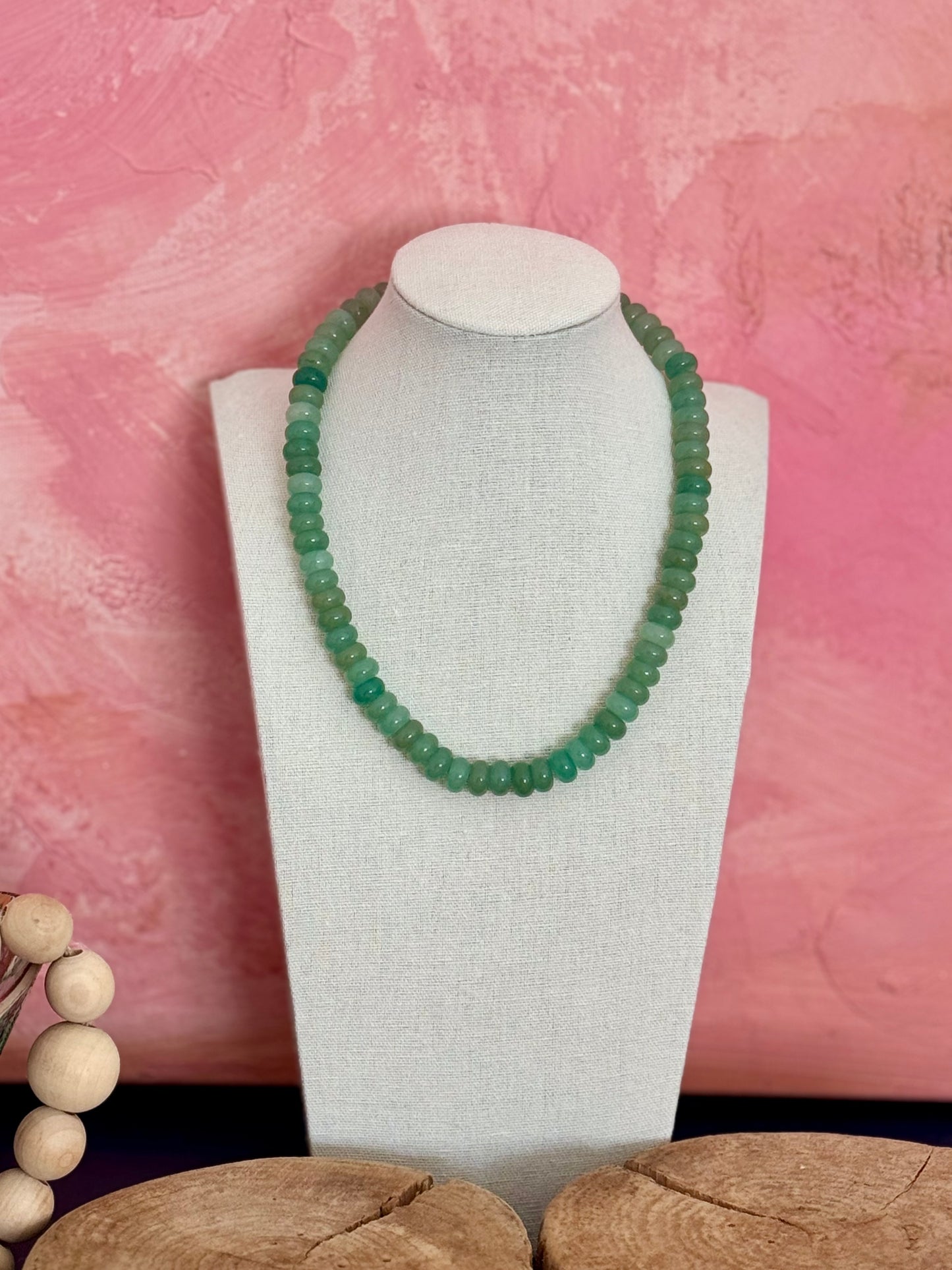 Green Rondelle Bead Necklace