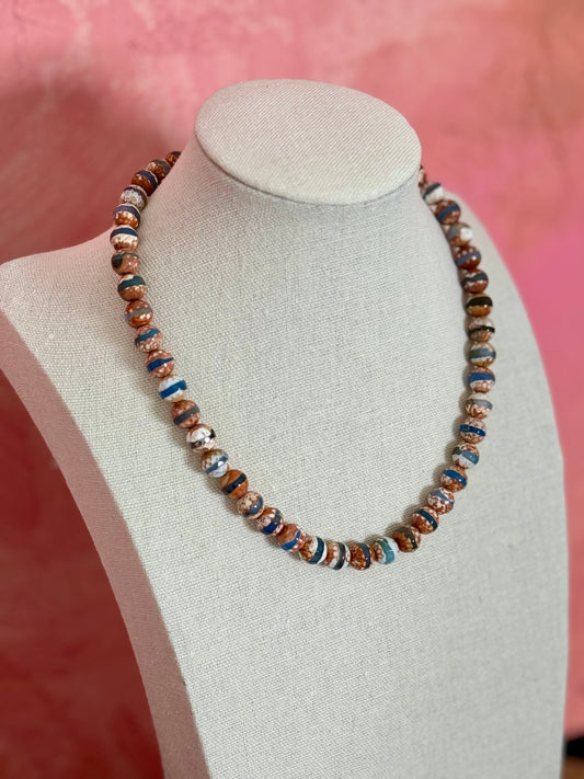 Brown and Blue Multi-Colored Necklace