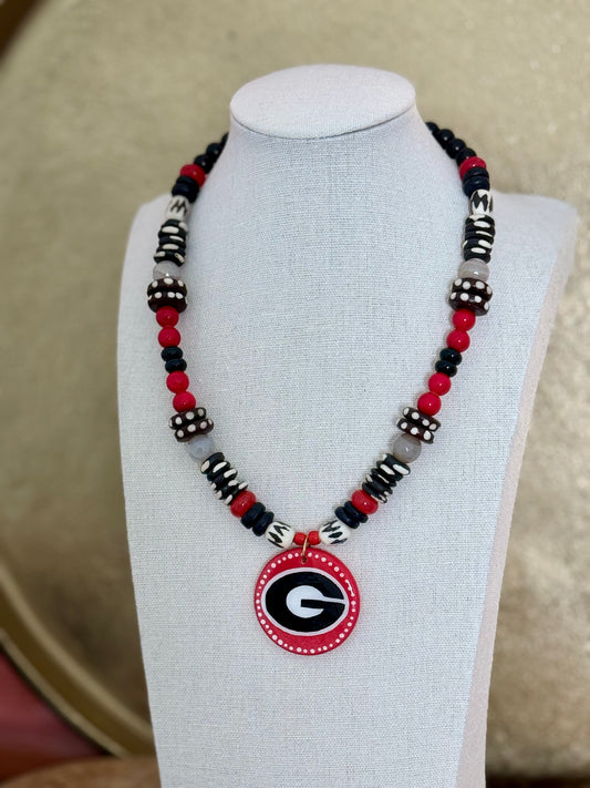 UGA Logo Medium Pendant- Red