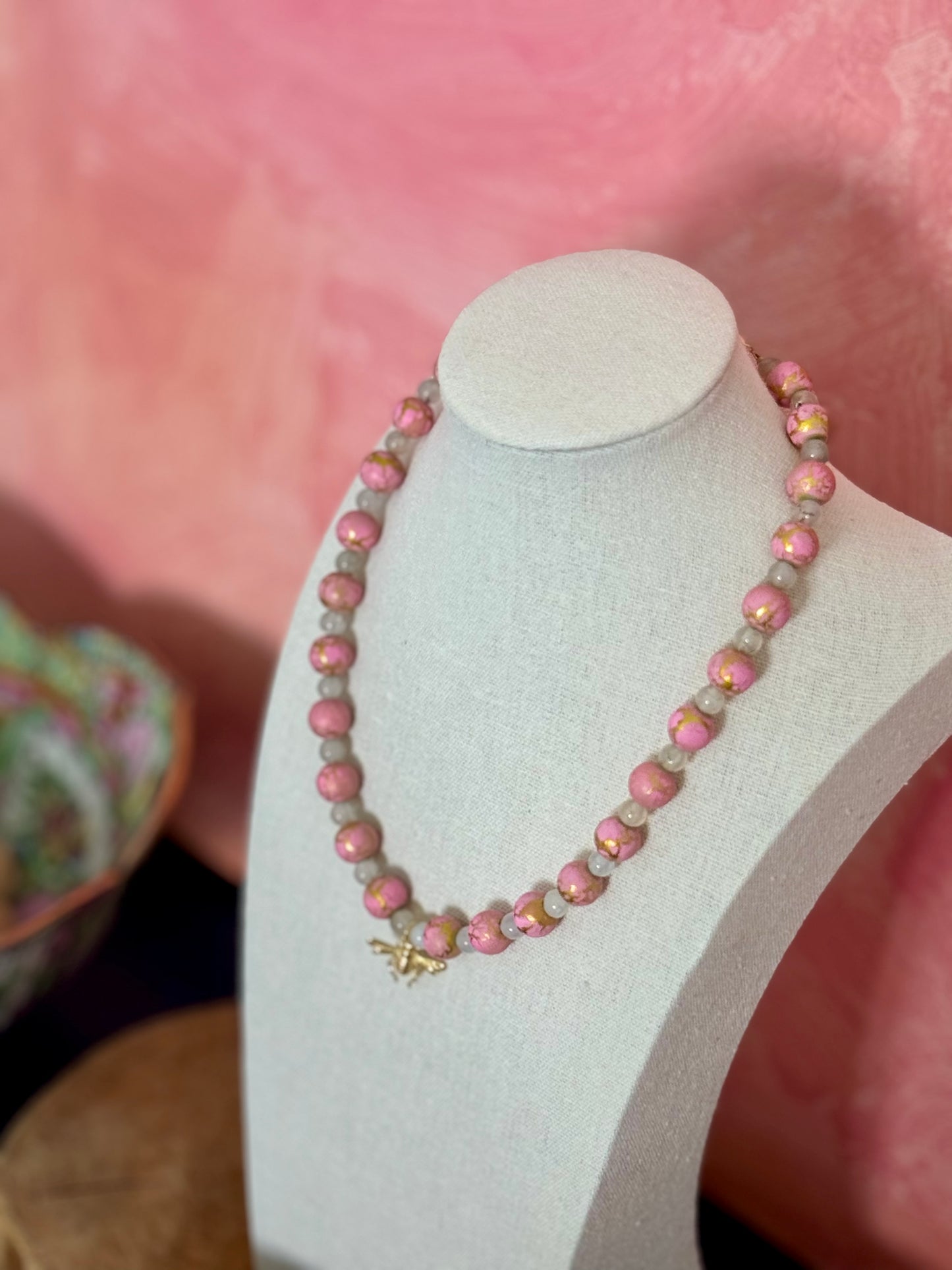 Light Pink Bee Necklace