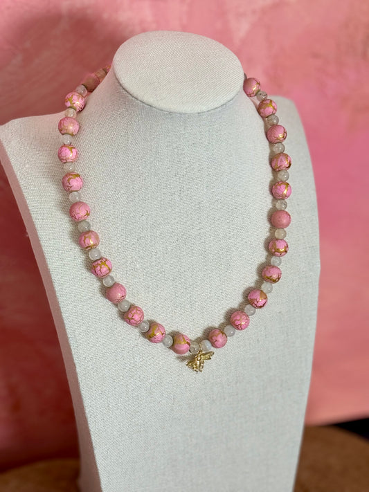 Light Pink Bee Necklace