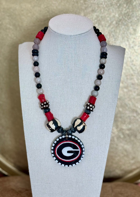 UGA Large Pendant Necklace- Black