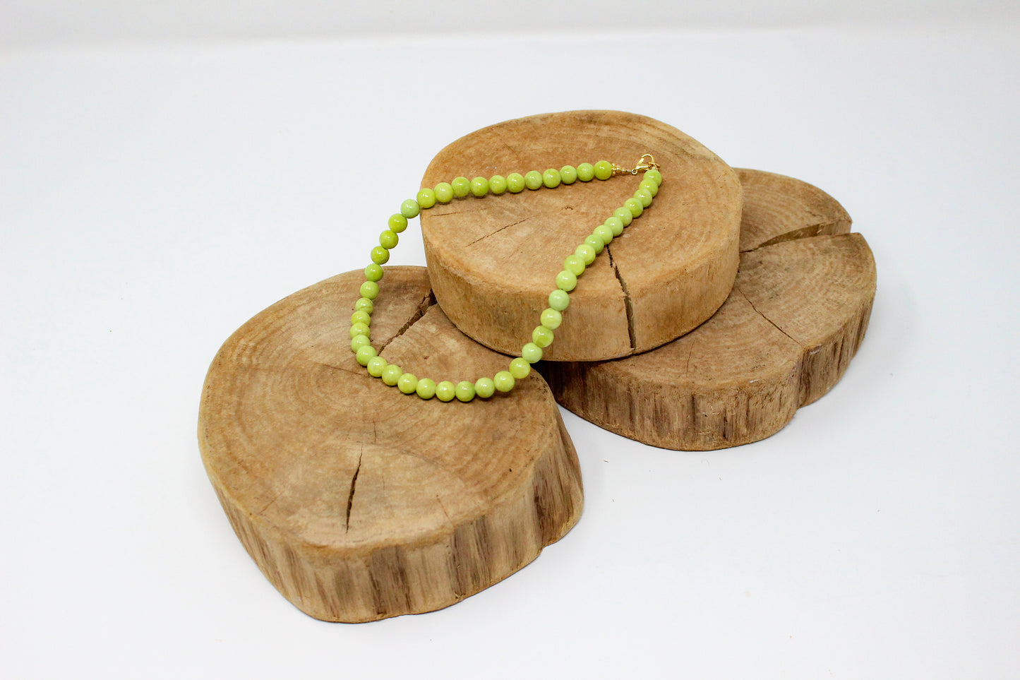 8mm Lime Green Glass Bead Necklace